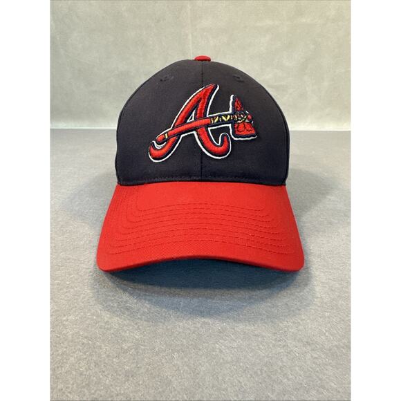Atlanta Braves Hat Mens Red Blue Adjustable Strap Back Cap MLB Baseball Logo - Picture 1 of 7